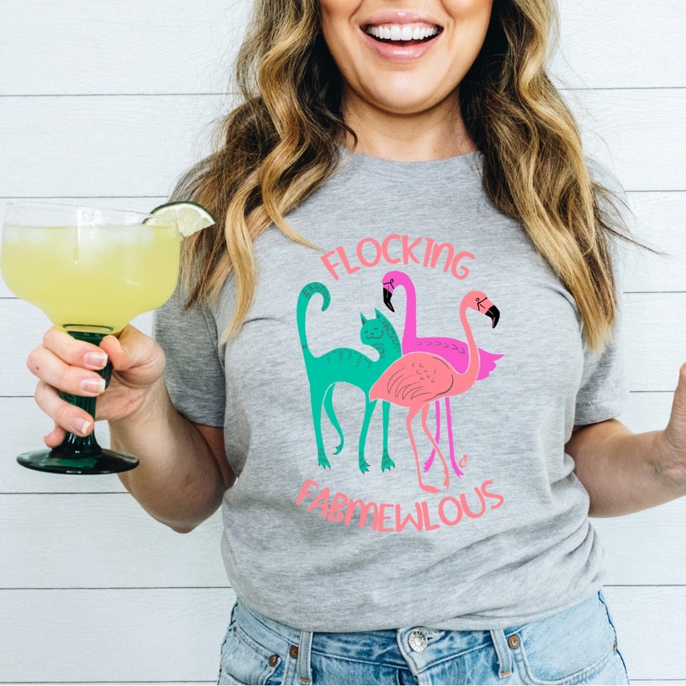 Cat Lady Small Grey Cat Shirt “Flocking Fabmewlous” NEVER WORN